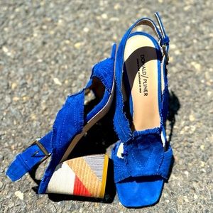 Donald Pliner Blue Suede Color-block Sandals. 7